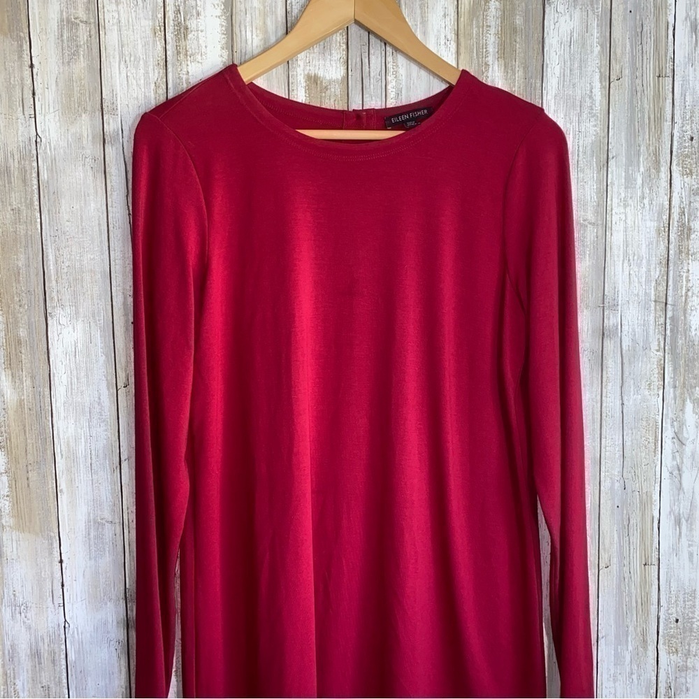 Eileen Fisher Red Jersey Tunic/Dress - Picture 4 of 6
